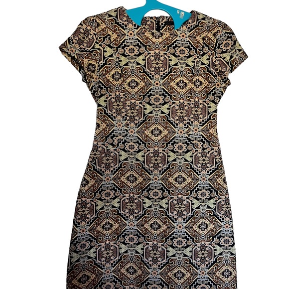Zara TRF Short Sleeve Tapestry‎ Mini Dress Women's Small - Picture 1 of 6